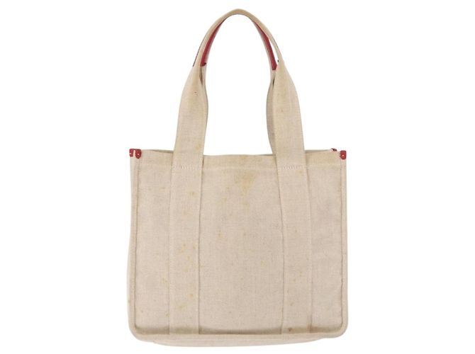 Bolso Tote PRADA Canvas Beige Red Auth 199809 Roja - vista 2