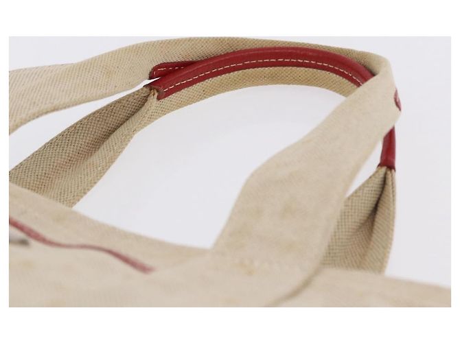 Bolso Tote PRADA Canvas Beige Red Auth 199809 Roja - vista 8