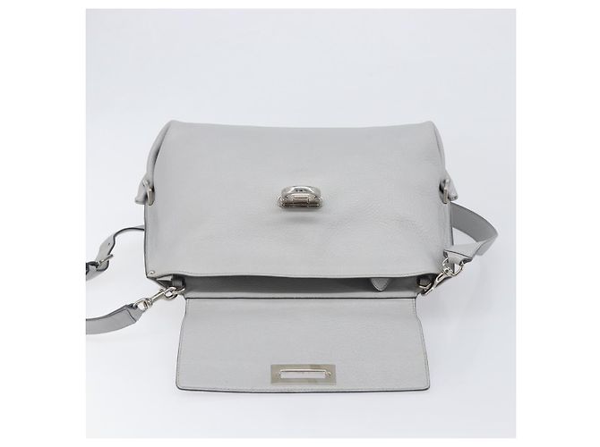 Borsa Salvatore Ferragamo Sofia Gancini in pelle 2way Grigio Argento Auth 199218V Marrone - vista 20