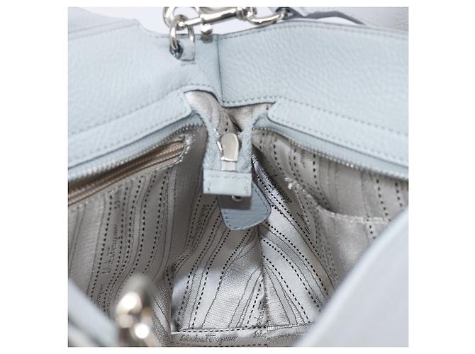 Borsa Salvatore Ferragamo Sofia Gancini in pelle 2way Grigio Argento Auth 199218V Marrone - vista 23