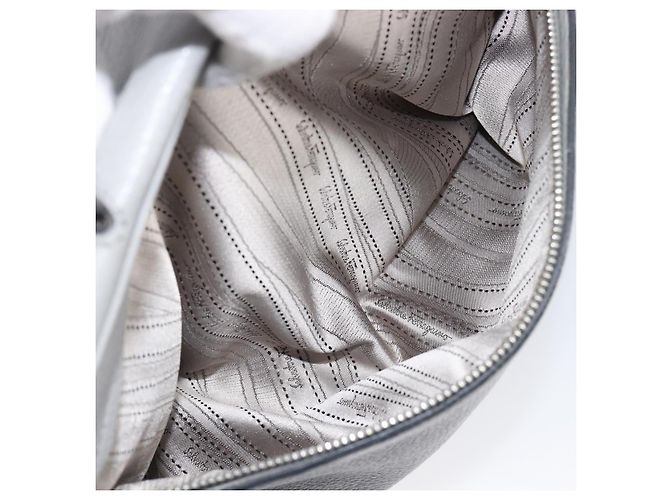 Borsa Salvatore Ferragamo Sofia Gancini in pelle 2way Grigio Argento Auth 199218V Marrone - vista 27