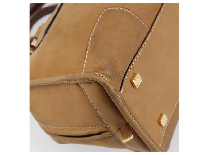 Borsa a mano LOEWE Amazona 28 in pelle beige oro Auth 200000A D'oro - vista 15