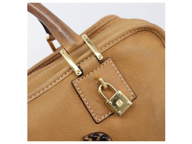 Borsa a mano LOEWE Amazona 28 in pelle beige oro Auth 200000A D'oro - vista 18