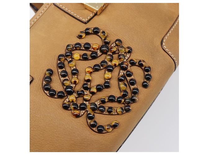 Borsa a mano LOEWE Amazona 28 in pelle beige oro Auth 200000A D'oro - vista 19