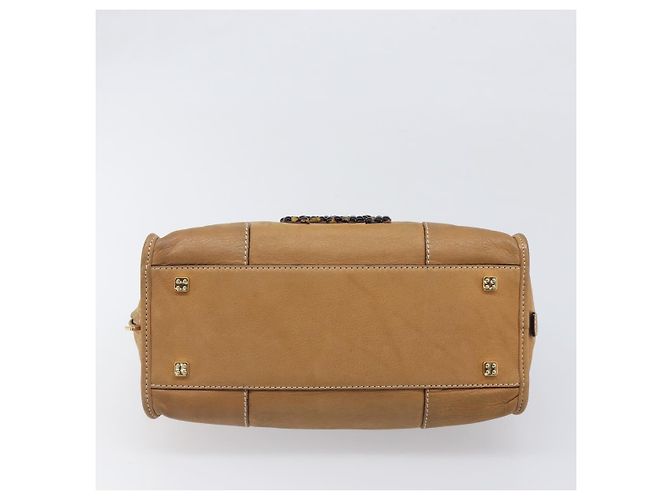 Borsa a mano LOEWE Amazona 28 in pelle beige oro Auth 200000A D'oro - vista 5