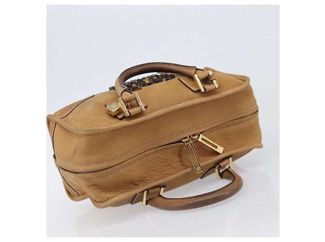 Borsa a mano LOEWE Amazona 28 in pelle beige oro Auth 200000A D'oro - vista 6