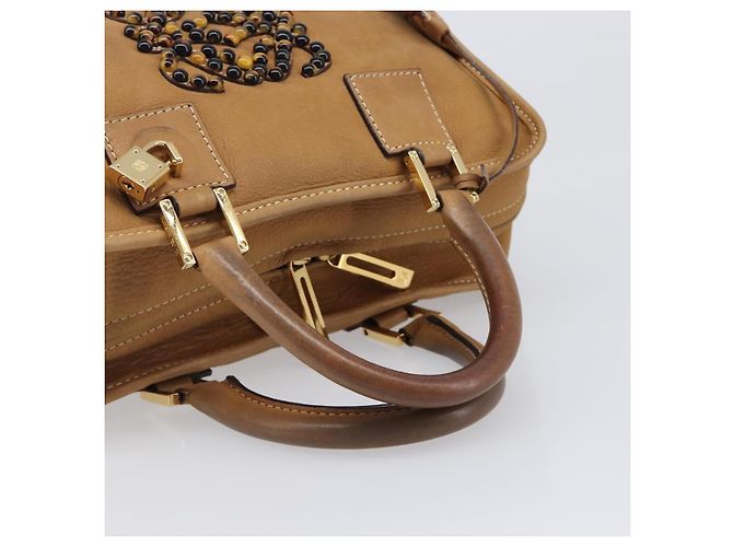 Borsa a mano LOEWE Amazona 28 in pelle beige oro Auth 200000A D'oro - vista 7