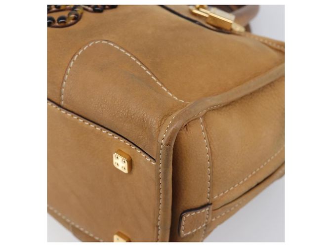 Borsa a mano LOEWE Amazona 28 in pelle beige oro Auth 200000A D'oro - vista 8
