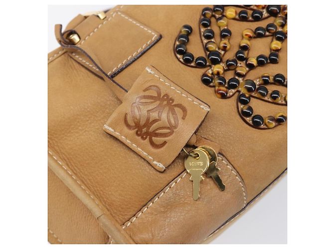 Borsa a mano LOEWE Amazona 28 in pelle beige oro Auth 200000A D'oro - vista 9