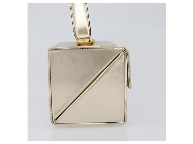 Borsa Vanity Salvatore Ferragamo Gancini in pelle oro Auth 199364A D'oro - vista 4