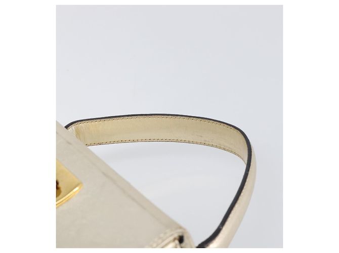 Borsa Vanity Salvatore Ferragamo Gancini in pelle oro Auth 199364A D'oro - vista 8