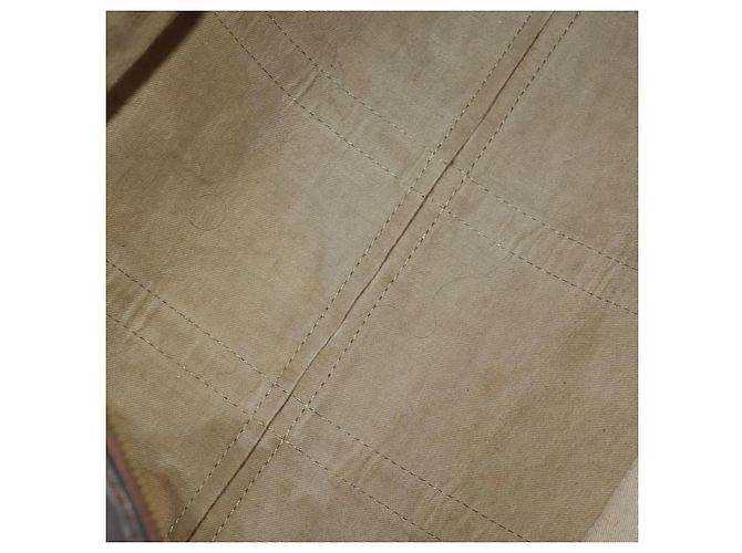 Borsa Boston Christian Dior Trotter Canvas Beige Gold Auth 197651 D'oro - vista 11
