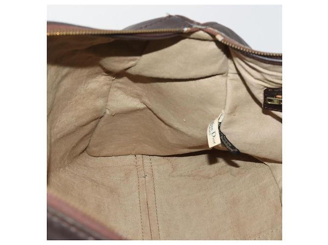 Borsa Boston Christian Dior Trotter Canvas Beige Gold Auth 197651 D'oro - vista 17