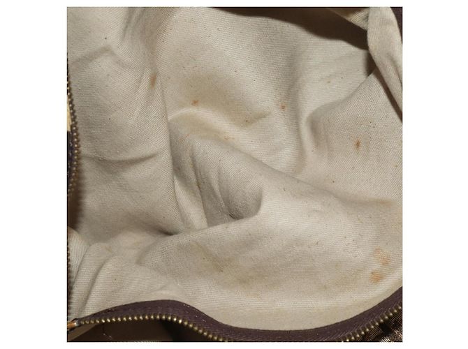 Borsa Boston Christian Dior Trotter Canvas Beige Gold Auth 197651 D'oro - vista 20