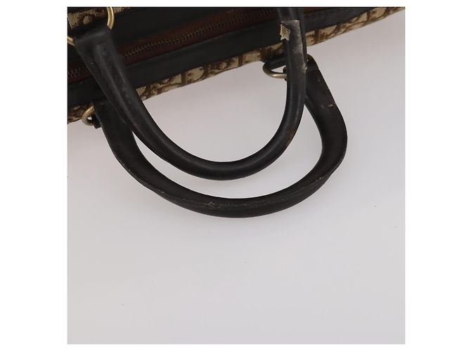 Borsa Boston Christian Dior Trotter Canvas Beige Gold Auth 197651 D'oro - vista 7