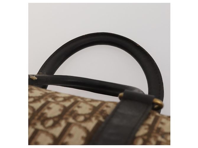 Borsa Boston Christian Dior Trotter Canvas Beige Gold Auth 197651 D'oro - vista 8