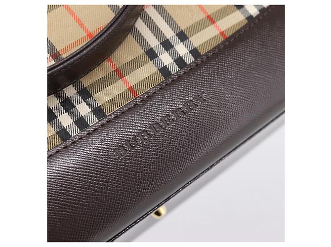 Borsa a tracolla BURBERRY Nova Check Canvas Beige Gold Tone Auth 202220A - vista 10