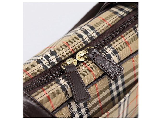 Borsa a tracolla BURBERRY Nova Check Canvas Beige Gold Tone Auth 202220A - vista 11