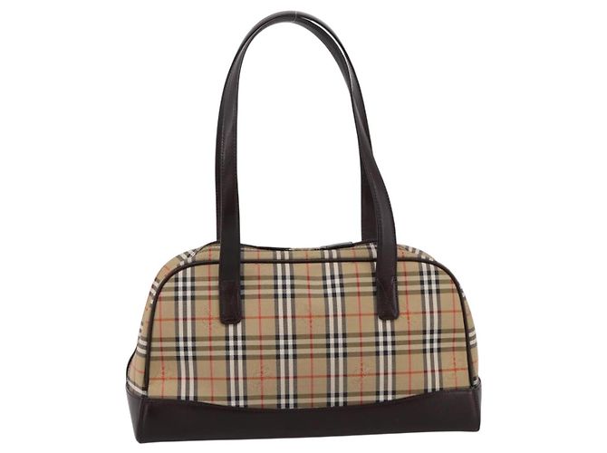 Borsa a tracolla BURBERRY Nova Check Canvas Beige Gold Tone Auth 202220A - vista 13