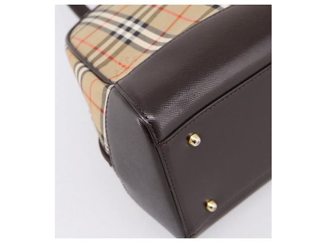 Borsa a tracolla BURBERRY Nova Check Canvas Beige Gold Tone Auth 202220A - vista 14