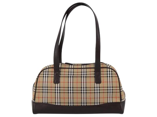 Borsa a tracolla BURBERRY Nova Check Canvas Beige Gold Tone Auth 202220A - vista 2