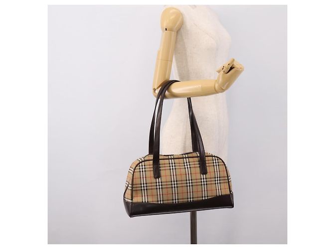 Borsa a tracolla BURBERRY Nova Check Canvas Beige Gold Tone Auth 202220A - vista 21