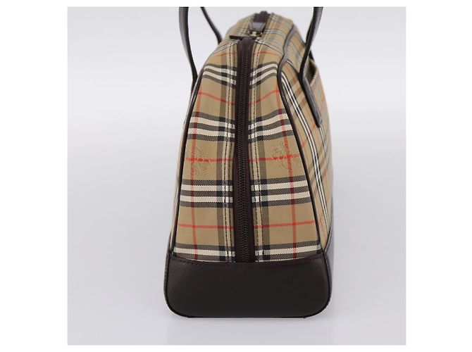 Borsa a tracolla BURBERRY Nova Check Canvas Beige Gold Tone Auth 202220A - vista 4