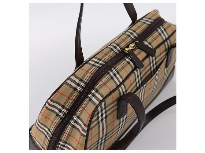 Borsa a tracolla BURBERRY Nova Check Canvas Beige Gold Tone Auth 202220A - vista 6