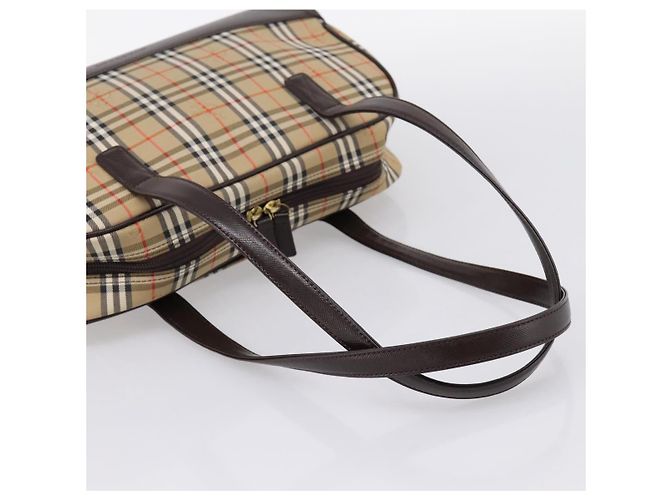 Borsa a tracolla BURBERRY Nova Check Canvas Beige Gold Tone Auth 202220A - vista 7