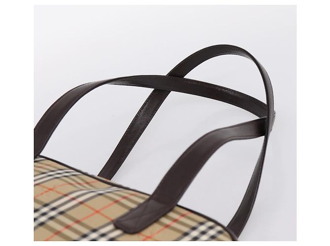 Borsa a tracolla BURBERRY Nova Check Canvas Beige Gold Tone Auth 202220A - vista 8