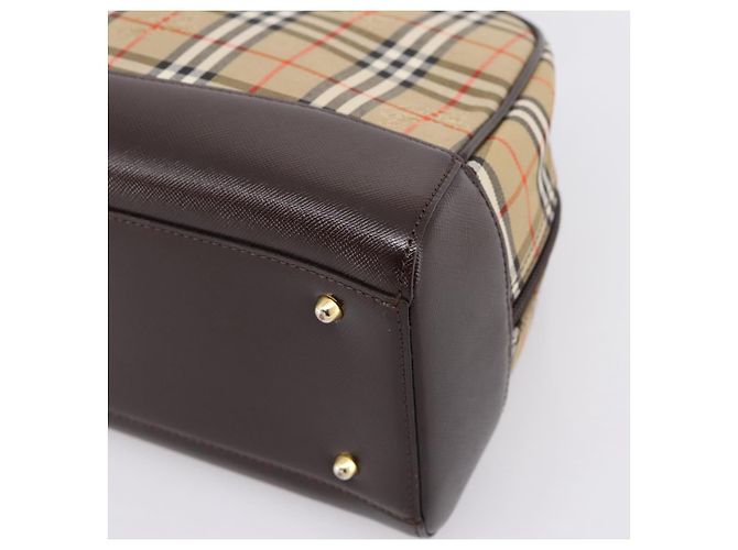 Borsa a tracolla BURBERRY Nova Check Canvas Beige Gold Tone Auth 202220A - vista 9