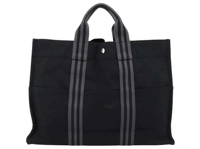 Hermès Borsa HERMES Fourre Tout MM Canvas Black Silver Auth 202228A Nero Argento - vista 2
