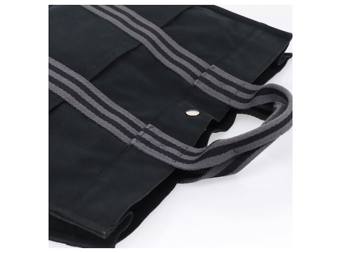 Hermès Borsa HERMES Fourre Tout MM Canvas Black Silver Auth 202228A Nero Argento - vista 6