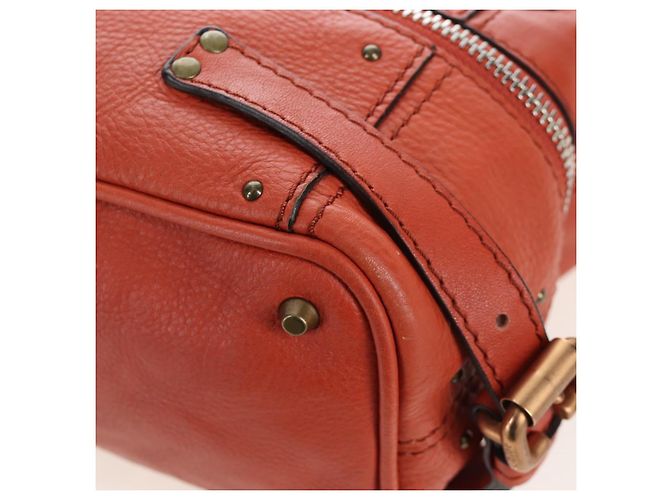 Chloé Chloe Paddington Tote Bag Leder Orange Gold Silber Auth 199949V Golden - Ansicht 16