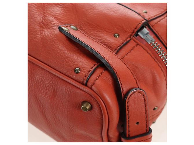 Chloé Chloe Paddington Tote Bag Leder Orange Gold Silber Auth 199949V Golden - Ansicht 18