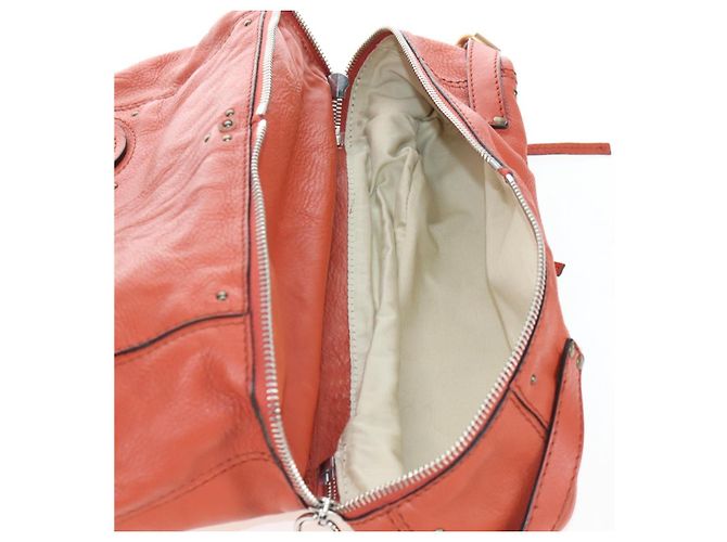 Chloé Chloe Paddington Tote Bag Leder Orange Gold Silber Auth 199949V Golden - Ansicht 21