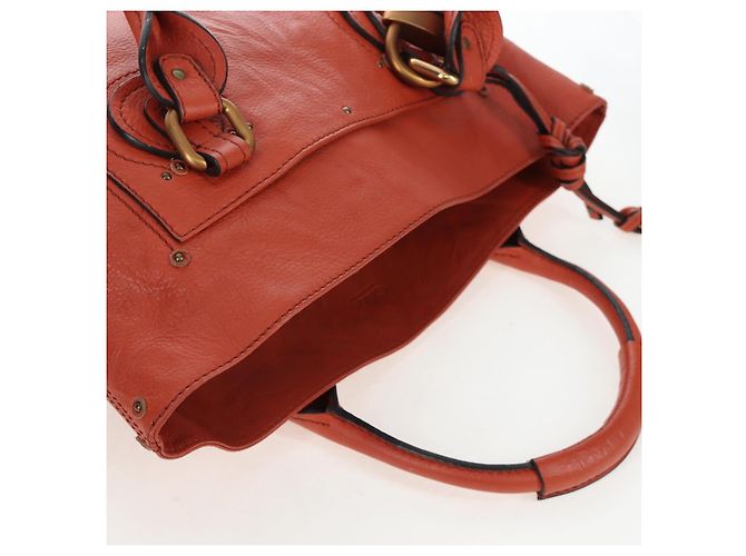 Chloé Chloe Paddington Tote Bag Leder Orange Gold Silber Auth 199949V Golden - Ansicht 6