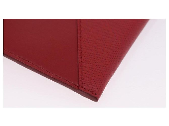 PRADA Ketten-Wallet Pouch Saffiano Rot Goldfarben Auth SW2674V - Ansicht 14