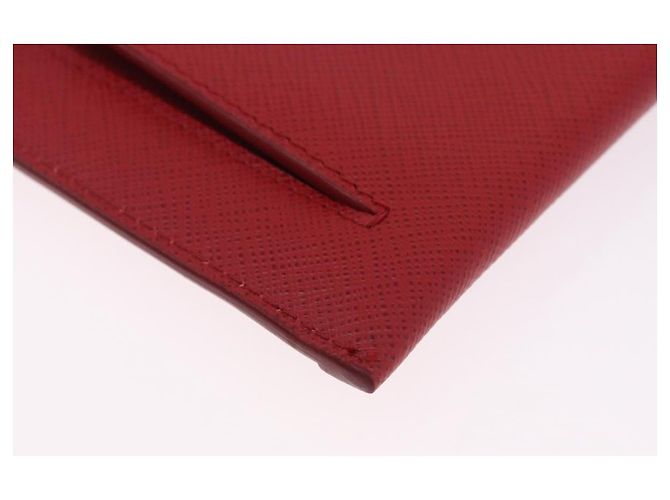 PRADA Ketten-Wallet Pouch Saffiano Rot Goldfarben Auth SW2674V - Ansicht 16