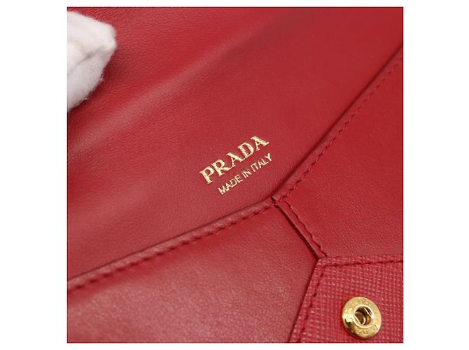 PRADA Ketten-Wallet Pouch Saffiano Rot Goldfarben Auth SW2674V - Ansicht 20