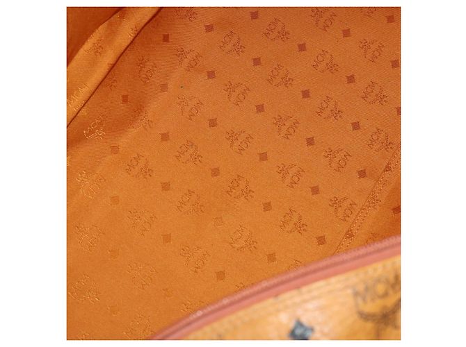 Borsa Boston MCM Logogram Vicetos PVC Pelle 2way Marrone Oro Auth 196410 D'oro - vista 11