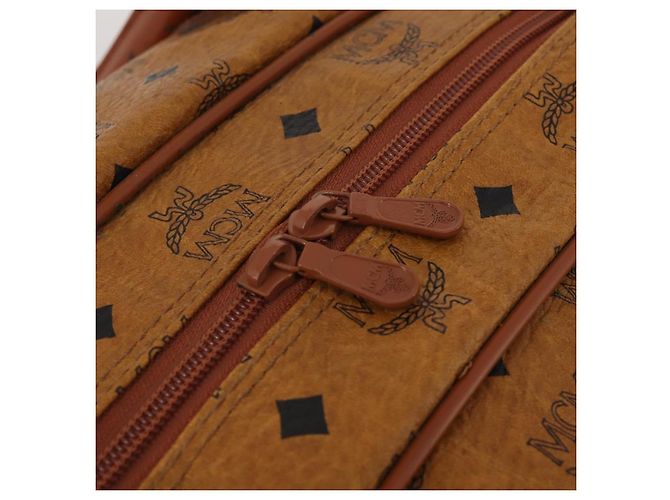 Borsa Boston MCM Logogram Vicetos PVC Pelle 2way Marrone Oro Auth 196410 D'oro - vista 20