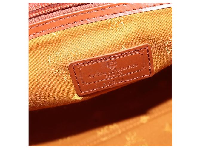 Borsa Boston MCM Logogram Vicetos PVC Pelle 2way Marrone Oro Auth 196410 D'oro - vista 23