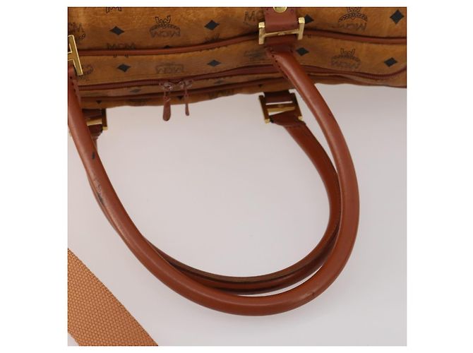 Borsa Boston MCM Logogram Vicetos PVC Pelle 2way Marrone Oro Auth 196410 D'oro - vista 8
