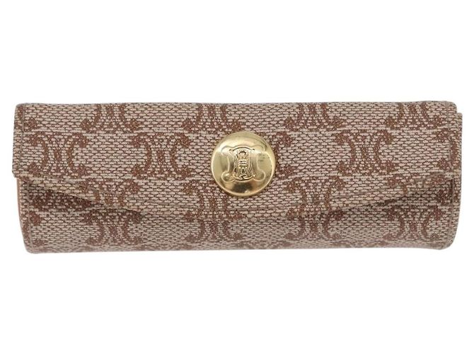 Céline CELINE Macadam Canvas Lip Case Pouch PVC Beige Gold Auth 200107V D'oro - vista 13