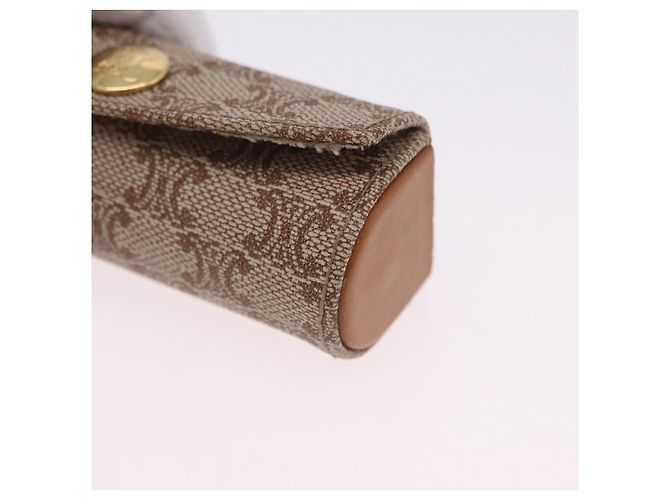 Céline CELINE Macadam Canvas Lip Case Pouch PVC Beige Gold Auth 200107V D'oro - vista 14