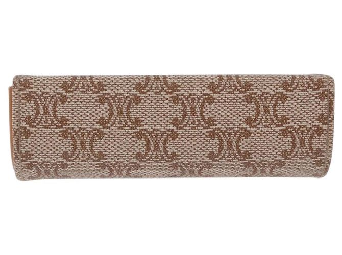 Céline CELINE Macadam Canvas Lip Case Pouch PVC Beige Gold Auth 200107V D'oro - vista 2