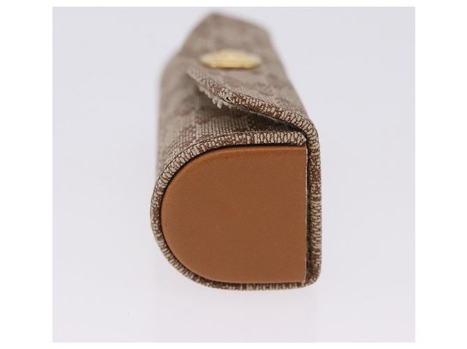 Céline CELINE Macadam Canvas Lip Case Pouch PVC Beige Gold Auth 200107V D'oro - vista 3