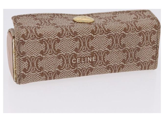Céline CELINE Macadam Canvas Lip Case Pouch PVC Beige Gold Auth 200107V D'oro - vista 5