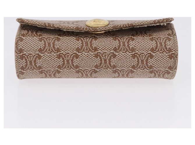 Céline CELINE Macadam Canvas Lip Case Pouch PVC Beige Gold Auth 200107V D'oro - vista 6